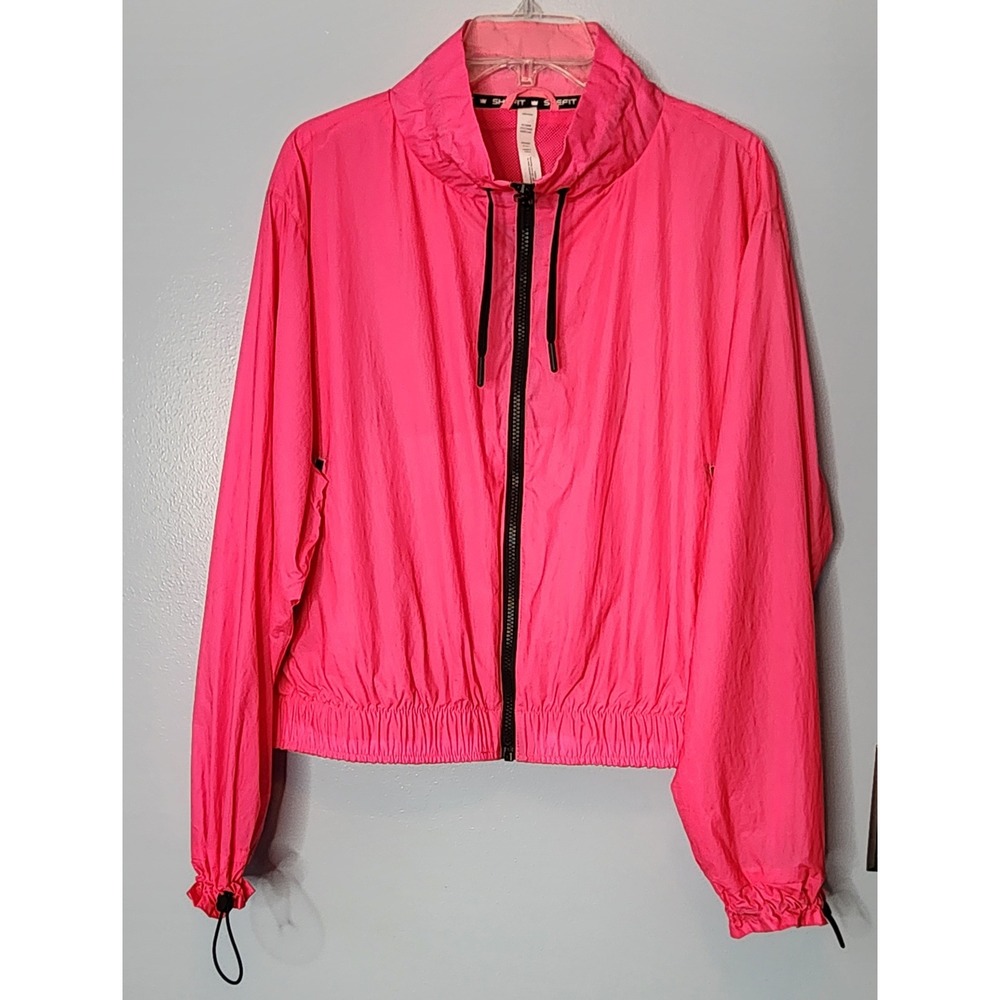 Shefit Windbreaker Jacket Womens 3Luxe Neon Pink Cropped Full Zip XL EXC 170003